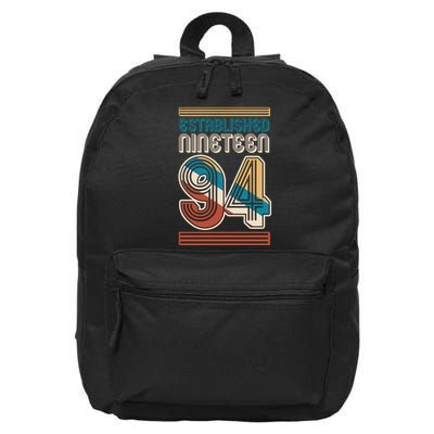 Retro Established Nineteen 94 1994 30th Birthday 16 in Basic Backpack