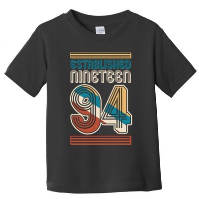 Retro Established Nineteen 94 1994 30th Birthday Toddler T-Shirt