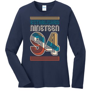 Retro Established Nineteen 94 1994 30th Birthday Ladies Long Sleeve Shirt