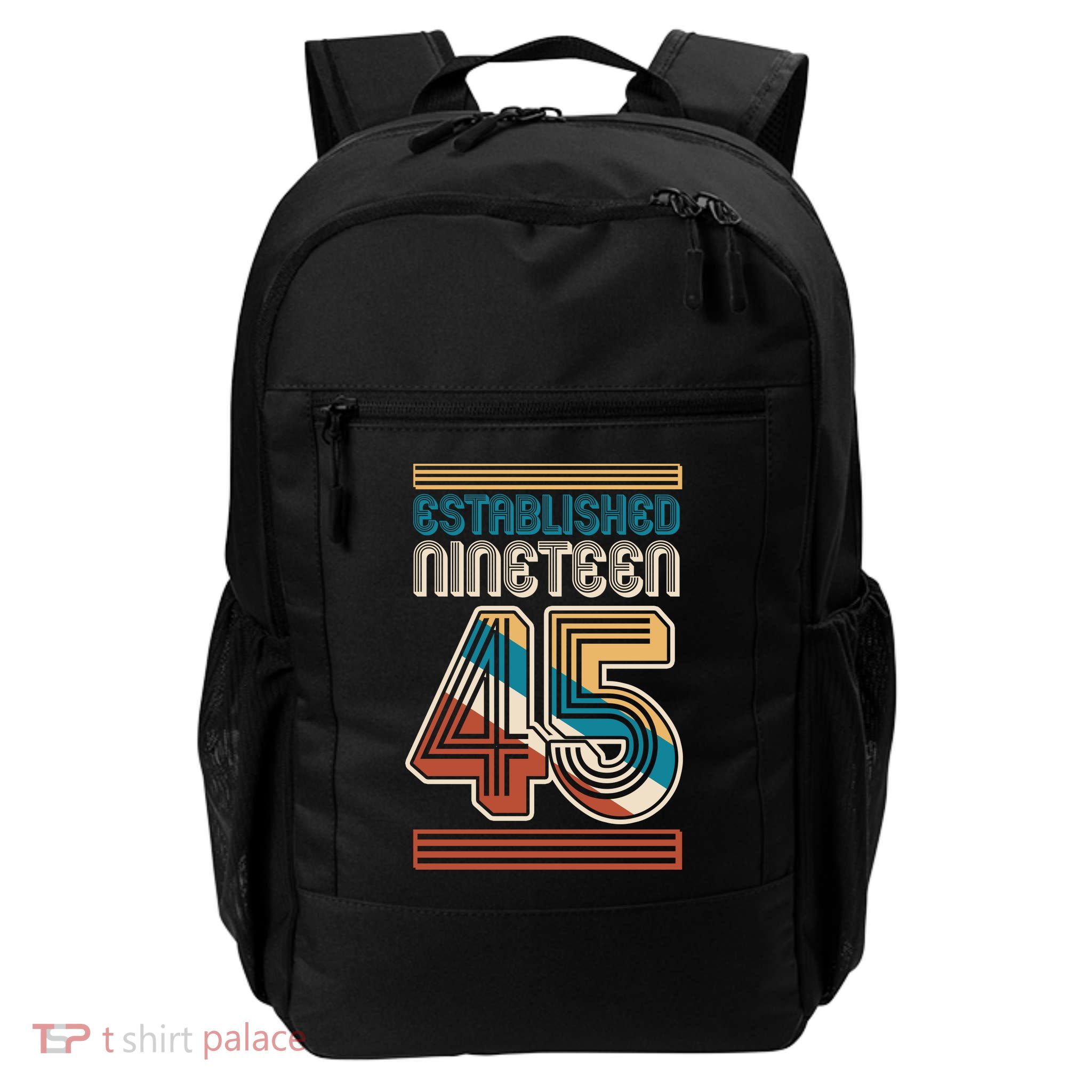 Retro Established Nineteen 45 1945 80th Birthday Daily Commute Backpack