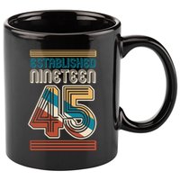 Retro Established Nineteen 45 1945 80th Birthday 11oz C Handle Ceramic Mug