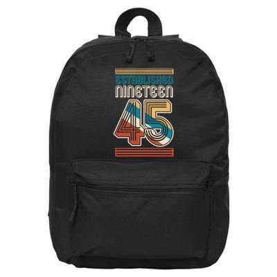 Retro Established Nineteen 45 1945 80th Birthday 16 in Basic Backpack