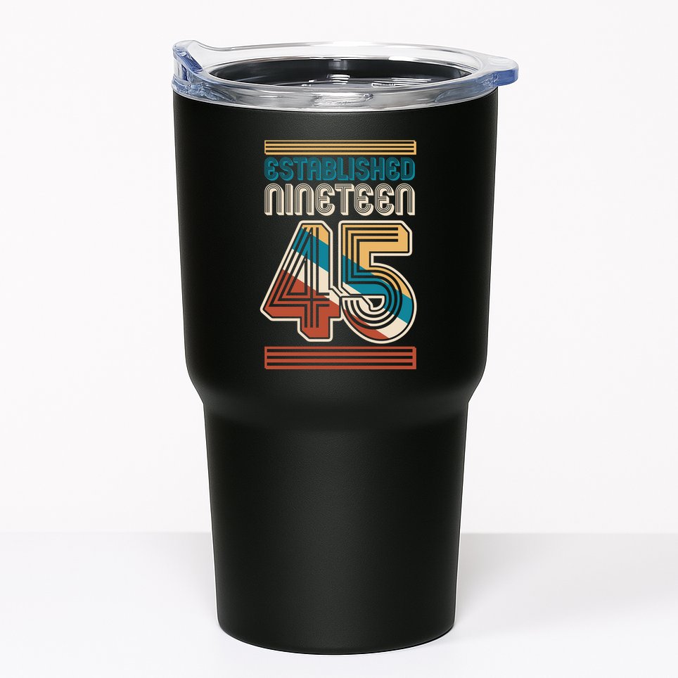 Retro Established Nineteen 45 1945 80th Birthday Tumbler