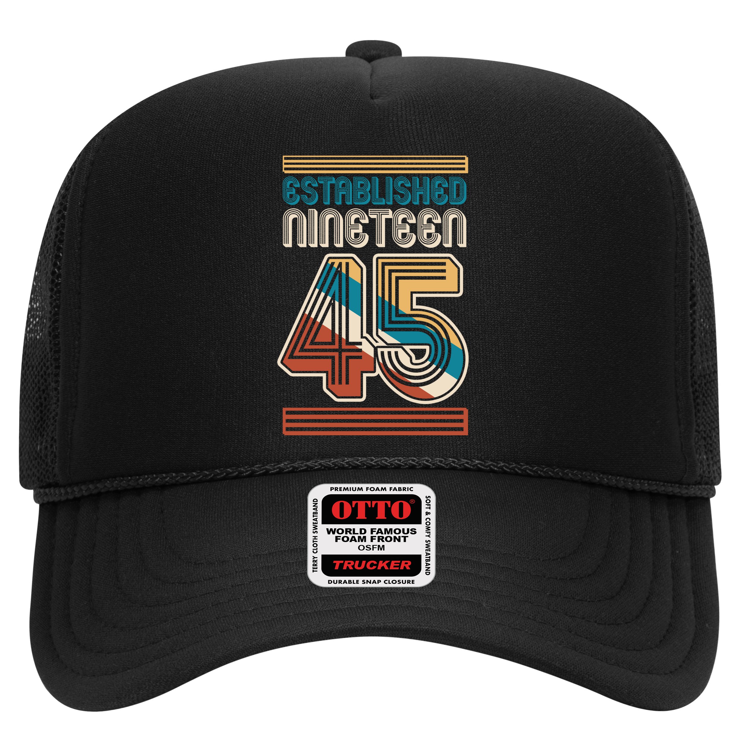 Retro Established Nineteen 45 1945 80th Birthday Hat