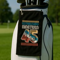 Retro Established Nineteen 45 1945 80th Birthday Golf Towel