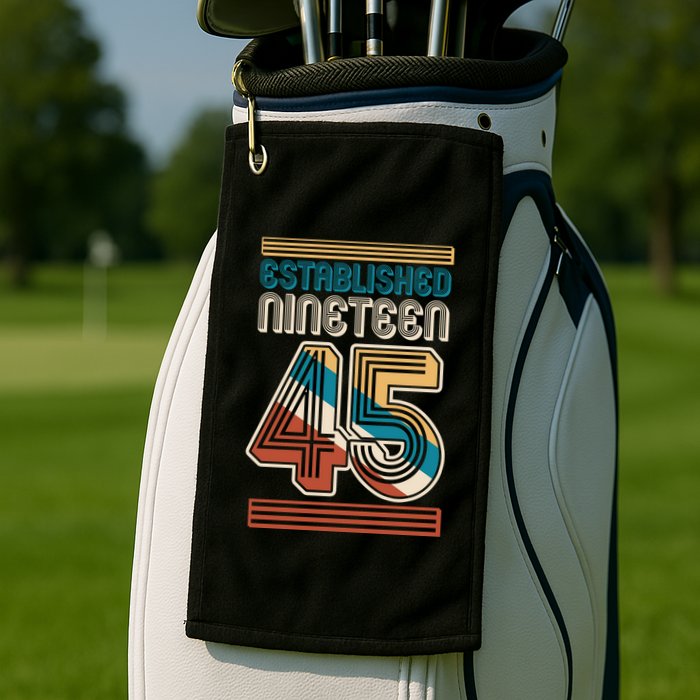 Retro Established Nineteen 45 1945 80th Birthday Golf Towel