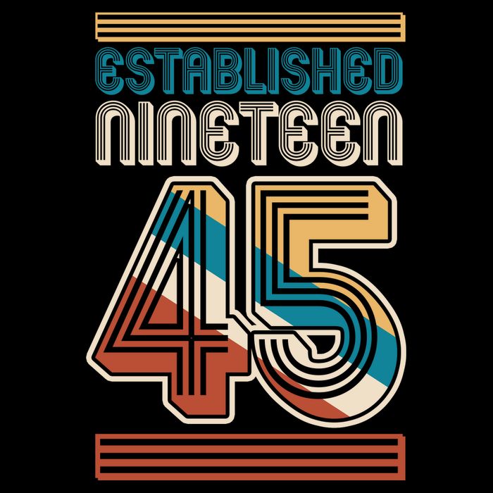Retro Established Nineteen 45 1945 80th Birthday Womens T-Shirt