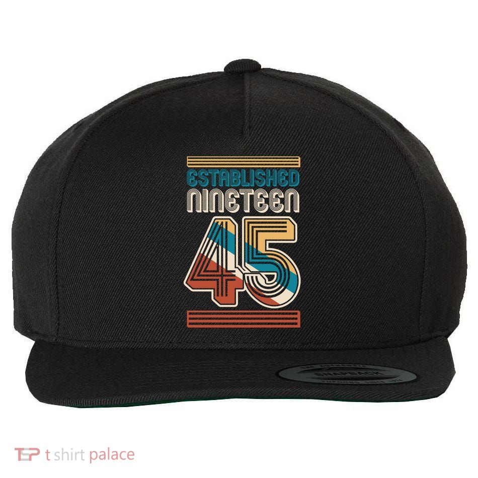 Retro Established Nineteen 45 1945 80th Birthday Wool Snapback Cap
