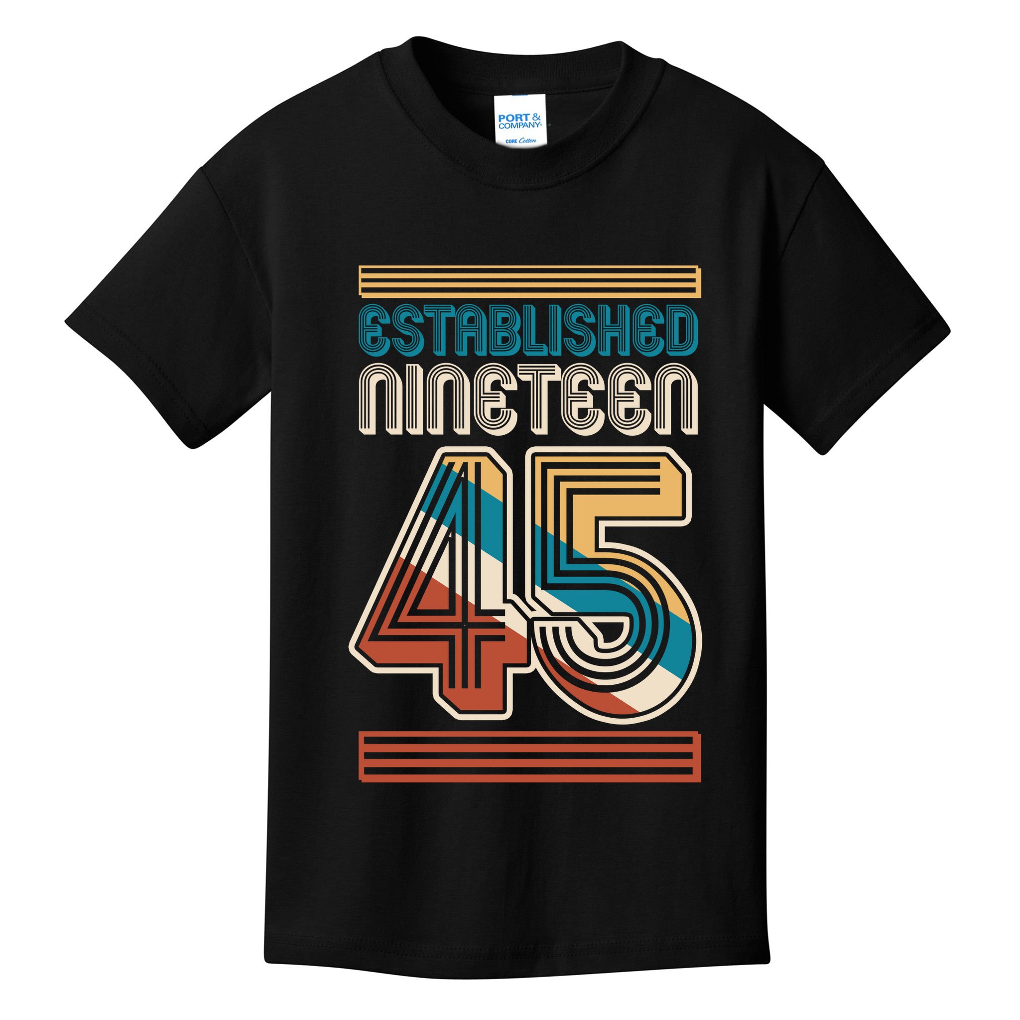 Retro Established Nineteen 45 1945 80th Birthday Kids T-Shirt