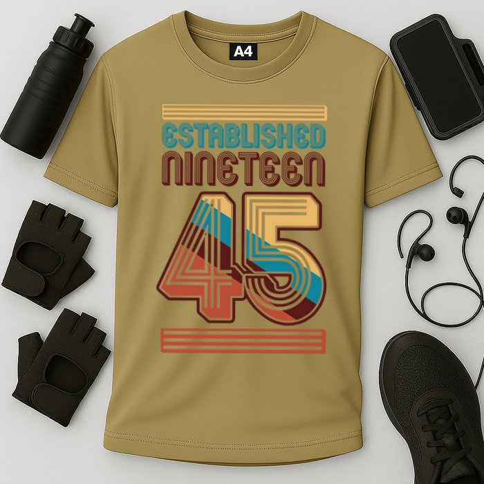Retro Established Nineteen 45 1945 80th Birthday Performance Shirt