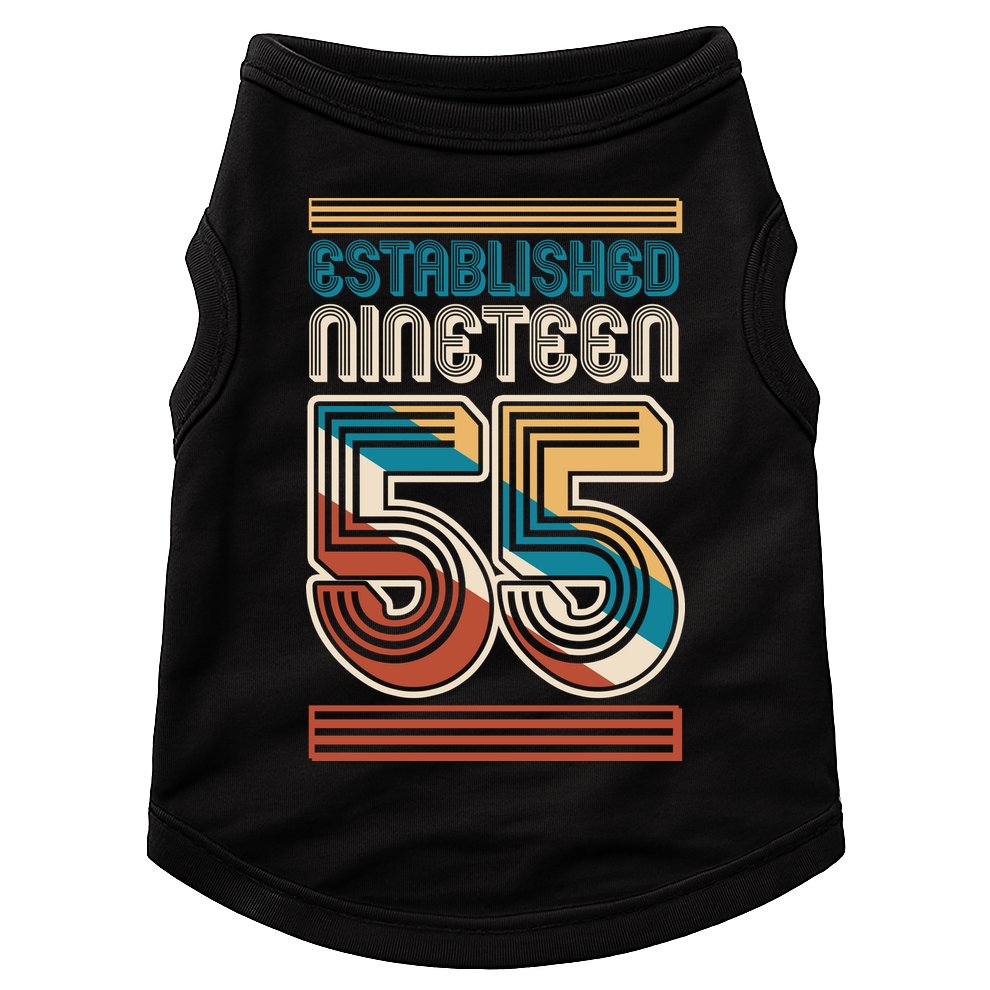 Retro Established Nineteen 55 1955 70th Birthday Doggie Tank
