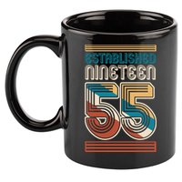 Retro Established Nineteen 55 1955 70th Birthday 11oz C Handle Ceramic Mug
