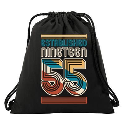 Retro Established Nineteen 55 1955 70th Birthday Drawstring Bag