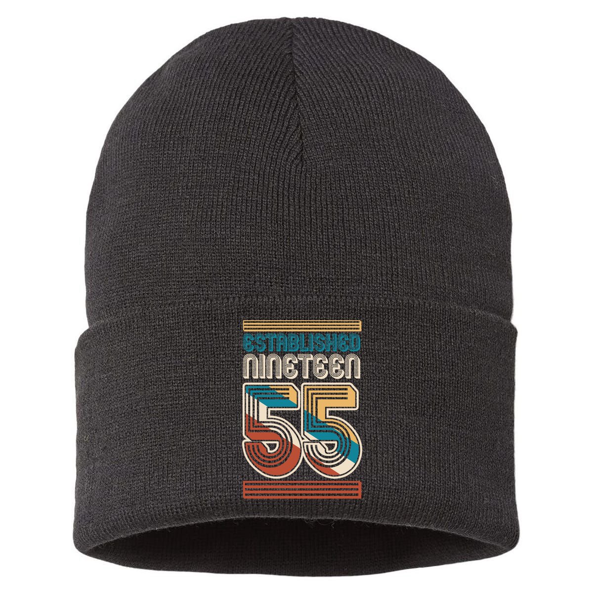 Retro Established Nineteen 55 1955 70th Birthday Sustainable Knit Beanie