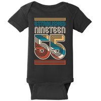 Retro Established Nineteen 55 1955 70th Birthday Baby Bodysuit