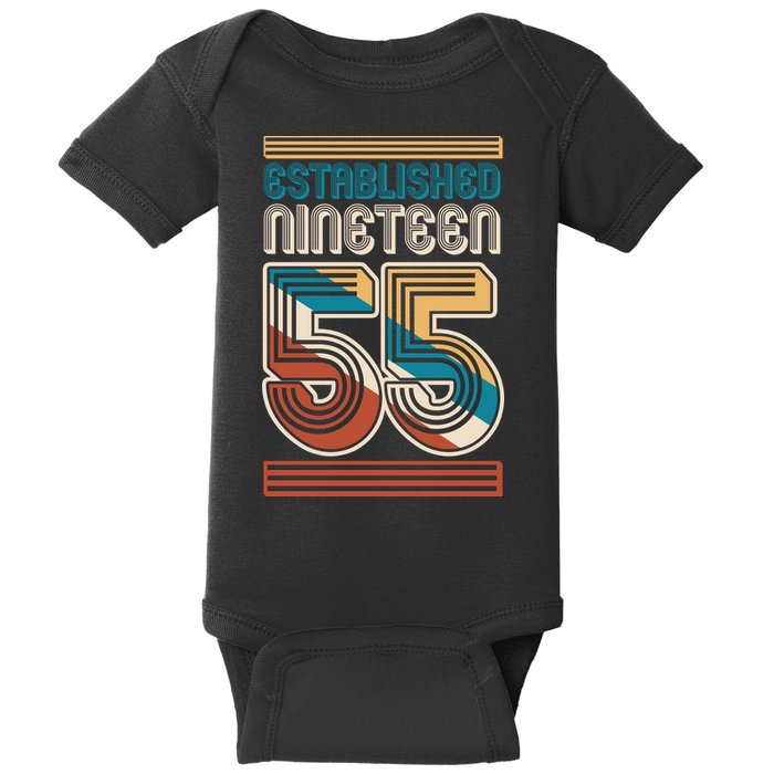 Retro Established Nineteen 55 1955 70th Birthday Baby Bodysuit