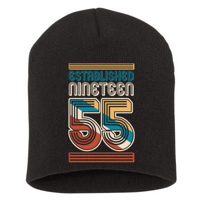 Retro Established Nineteen 55 1955 70th Birthday Short Acrylic Beanie