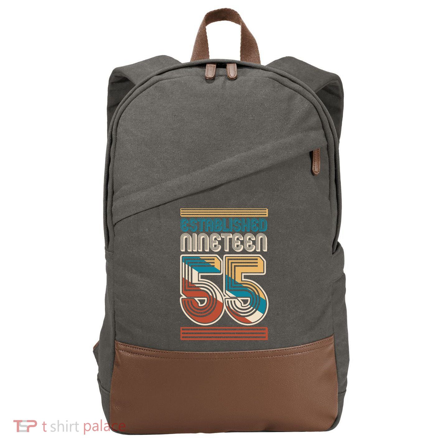 Retro Established Nineteen 55 1955 70th Birthday Cotton Canvas Backpack