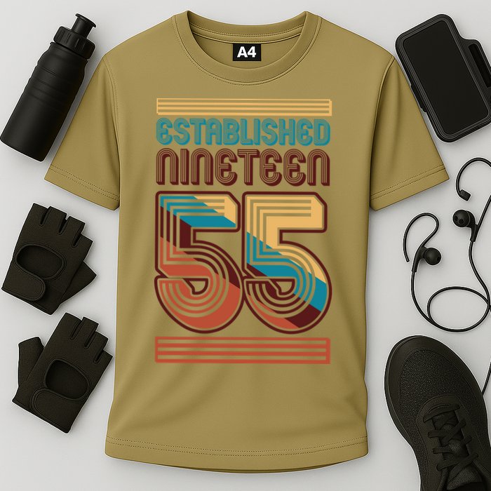 Retro Established Nineteen 55 1955 70th Birthday Performance Shirt