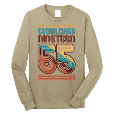 Retro Established Nineteen 55 1955 70th Birthday Long Sleeve Shirt