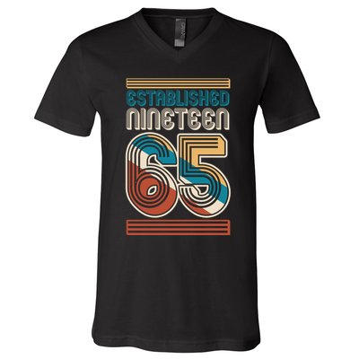Retro Established Nineteen 65 1965 60th Birthday V-Neck T-Shirt