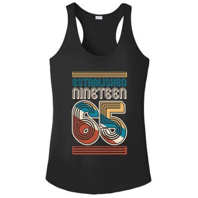 Retro Established Nineteen 65 1965 60th Birthday Ladies PosiCharge Competitor Racerback Tank