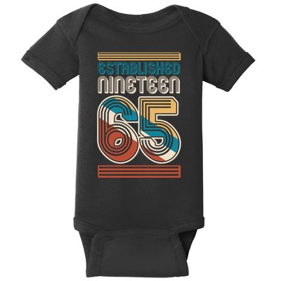 Retro Established Nineteen 65 1965 60th Birthday Baby Bodysuit