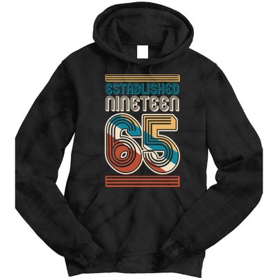 Retro Established Nineteen 65 1965 60th Birthday Tie Dye Hoodie