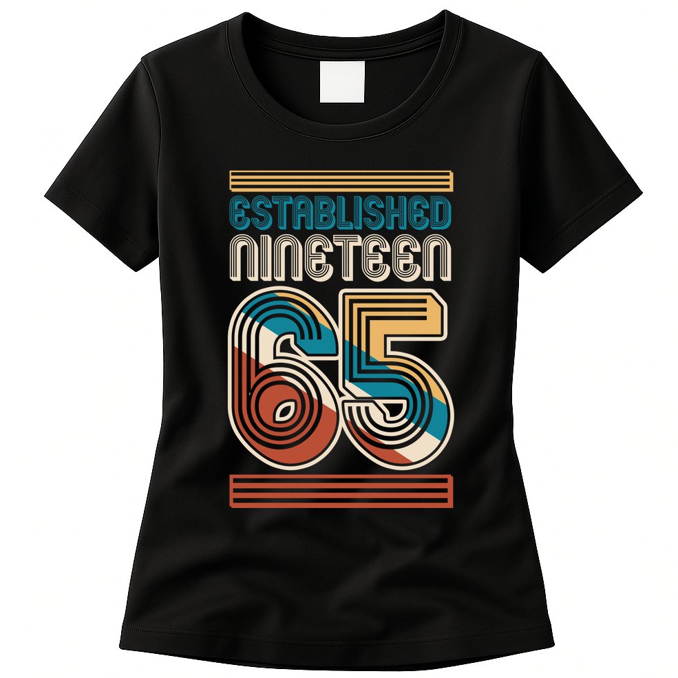 Retro Established Nineteen 65 1965 60th Birthday Womens T-Shirt
