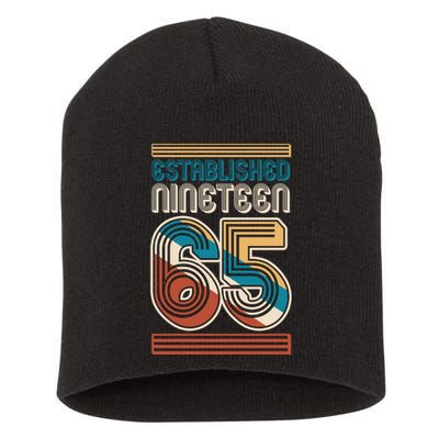 Retro Established Nineteen 65 1965 60th Birthday Short Acrylic Beanie