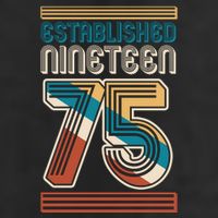 Retro Established Nineteen 75 1975 50th Birthday 7 Panel Mesh Trucker Snapback Hat
