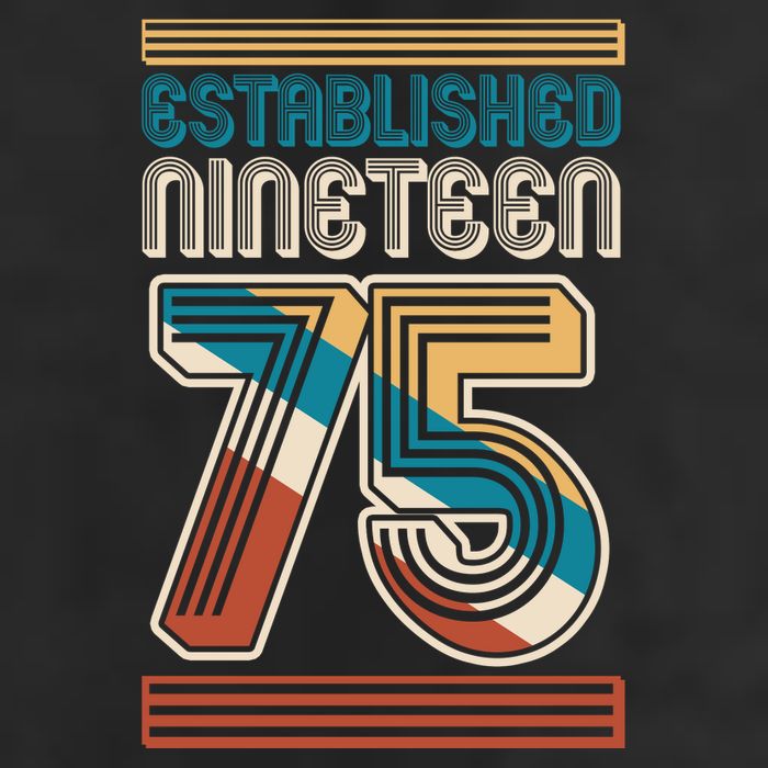 Retro Established Nineteen 75 1975 50th Birthday 7 Panel Mesh Trucker Snapback Hat