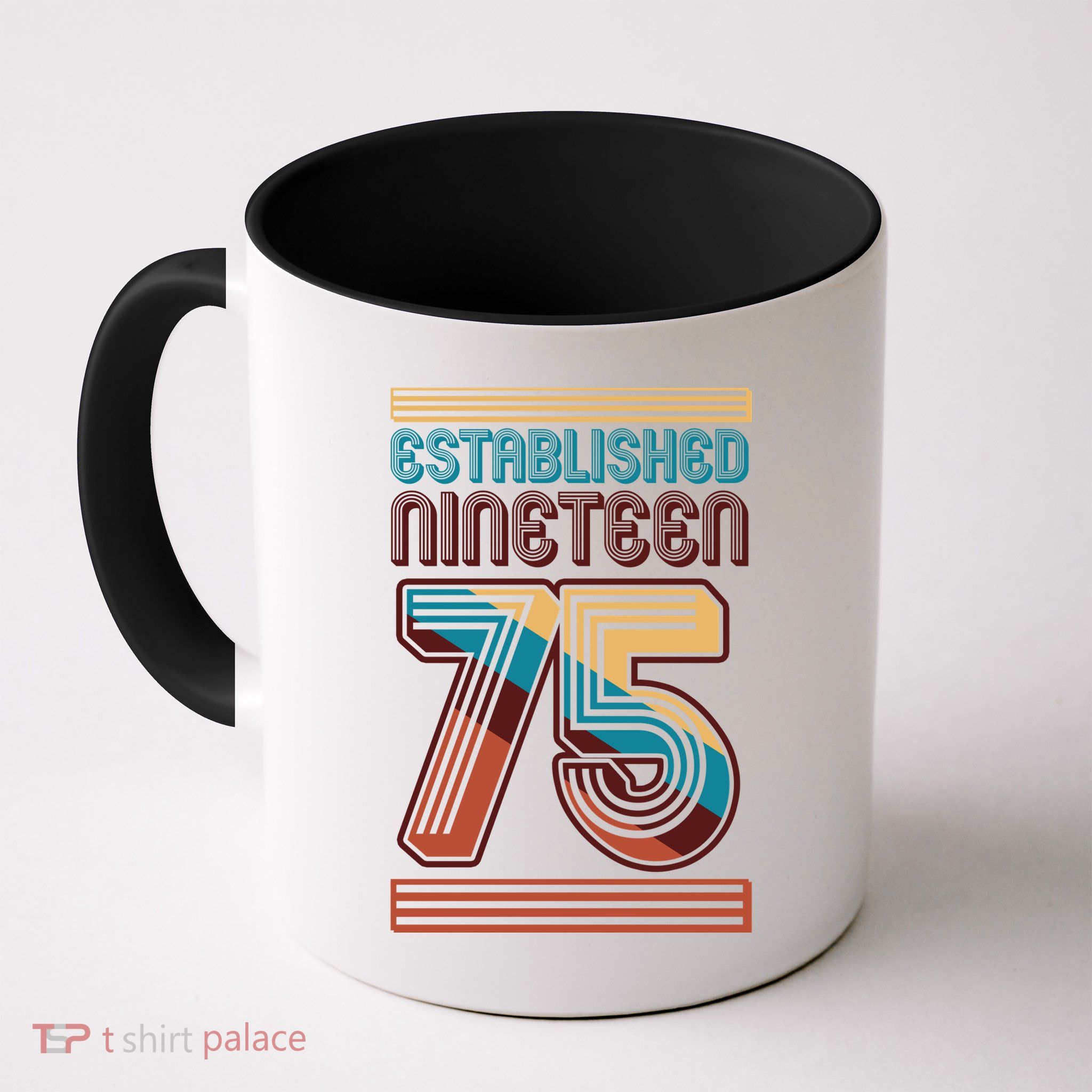 Retro Established Nineteen 75 1975 50th Birthday Mug