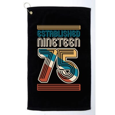 Retro Established Nineteen 75 1975 50th Birthday Golf Towel