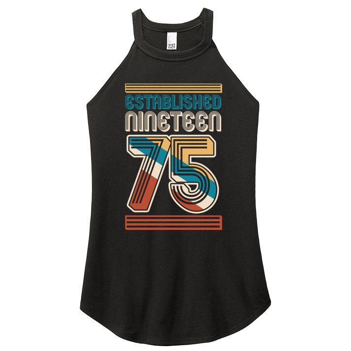 Retro Established Nineteen 75 1975 50th Birthday Women's Perfect Tri Rocker Tank