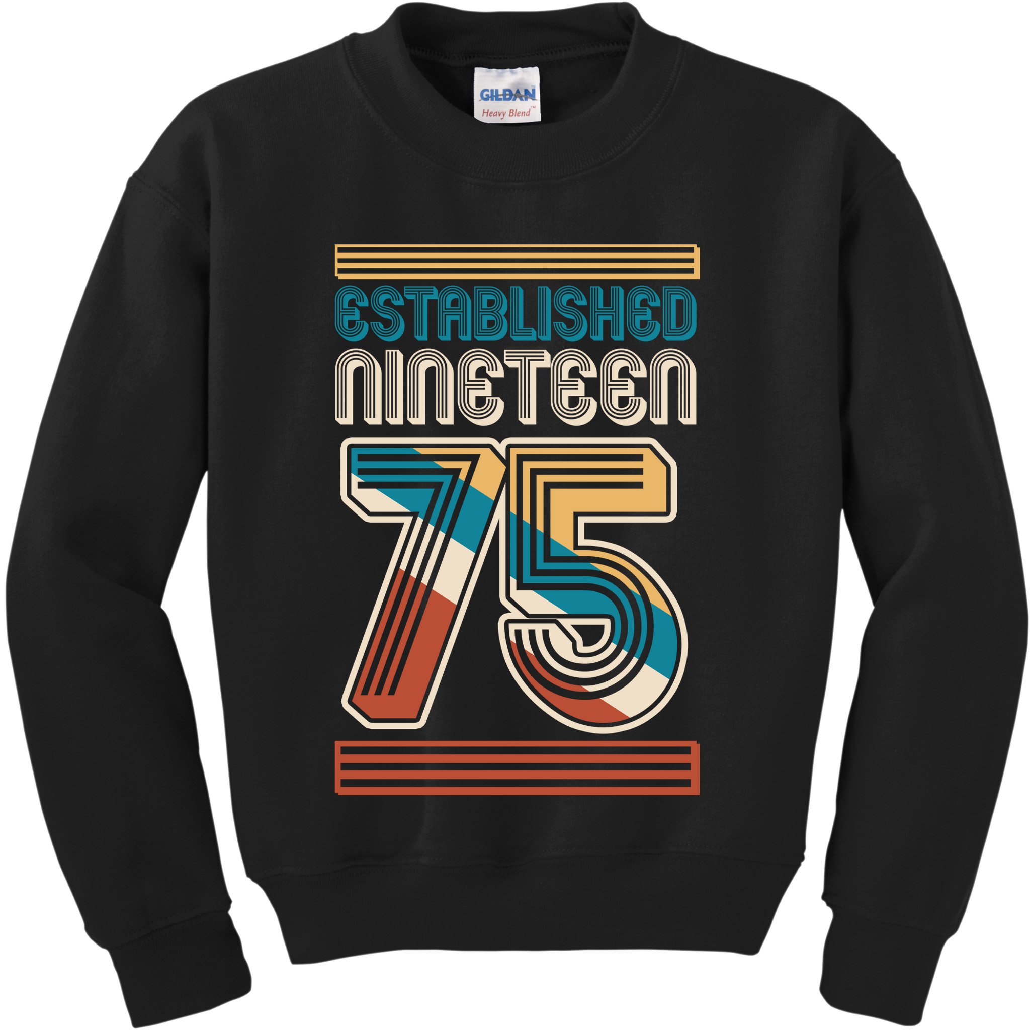 Retro Established Nineteen 75 1975 50th Birthday Kids Sweatshirt