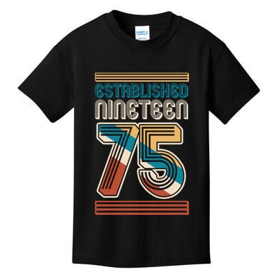 Retro Established Nineteen 75 1975 50th Birthday Kids T-Shirt