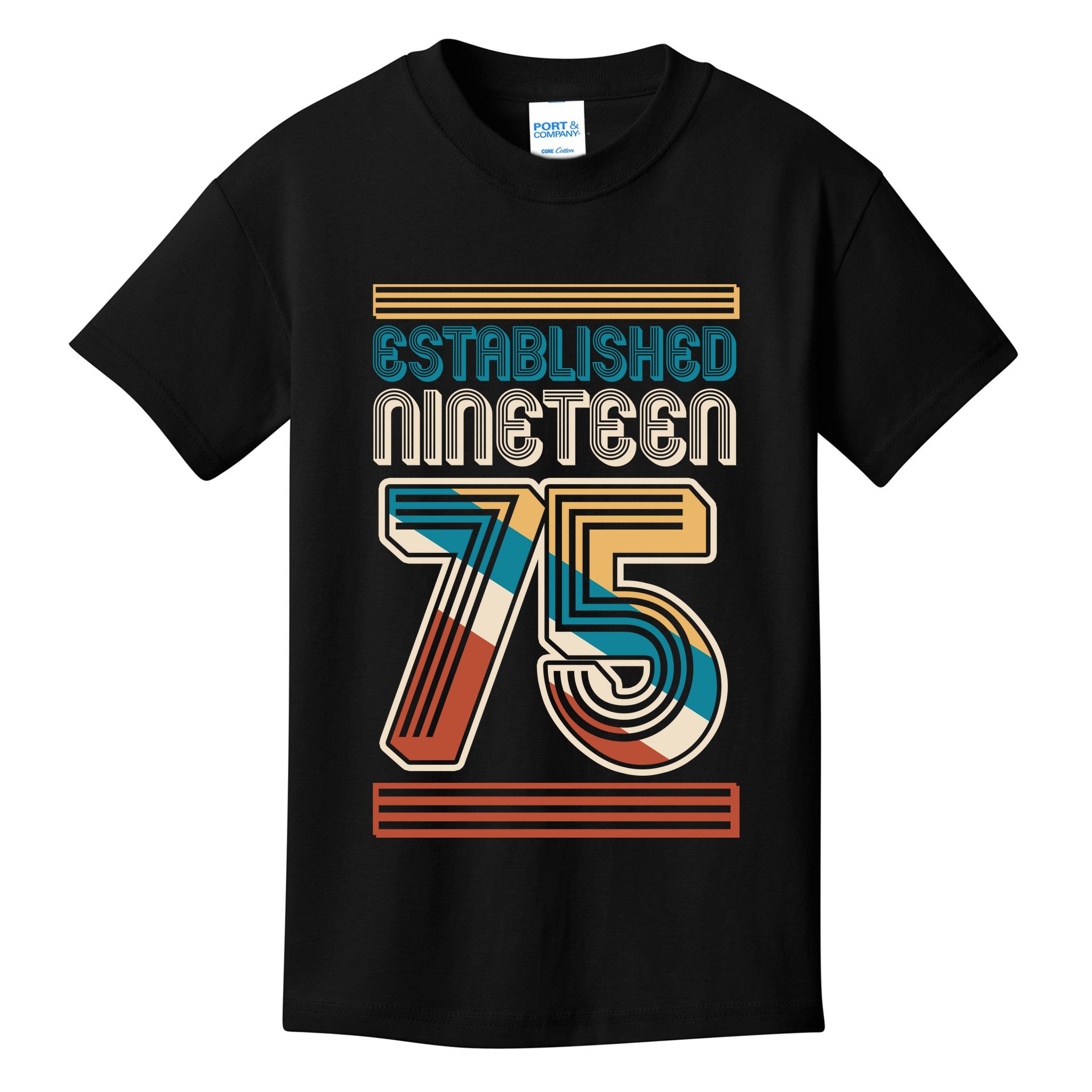 Retro Established Nineteen 75 1975 50th Birthday Kids T-Shirt
