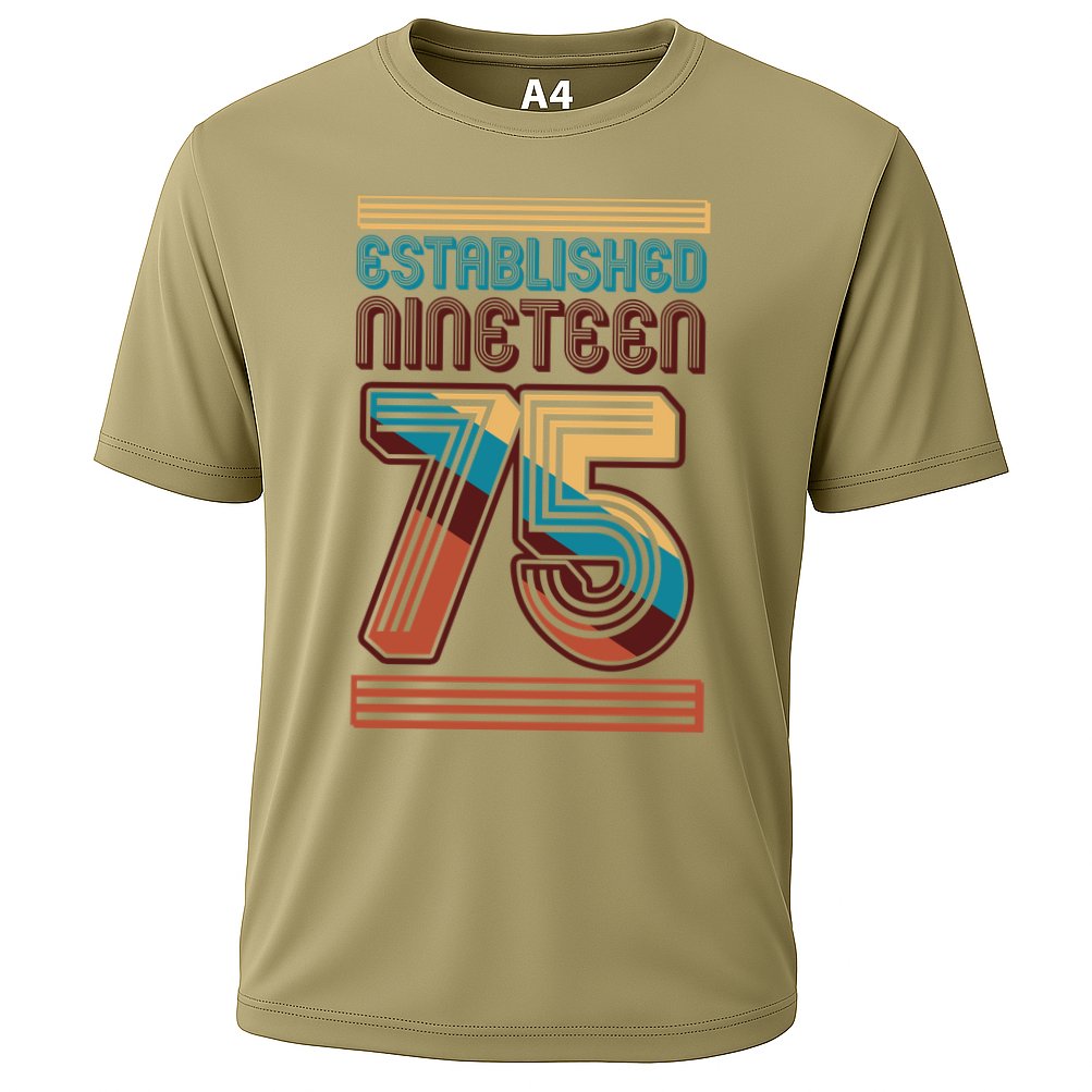 Retro Established Nineteen 75 1975 50th Birthday Cooling Performance Crew T-Shirt