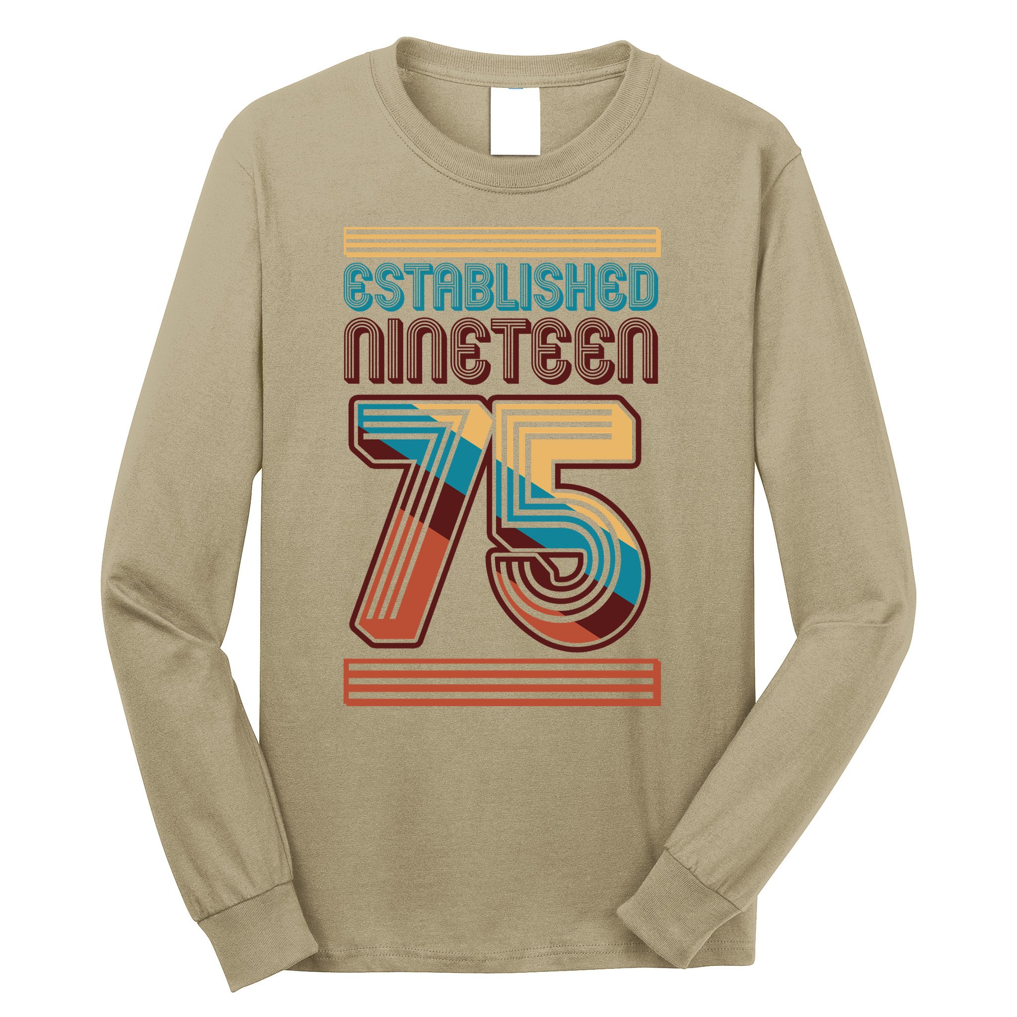 Retro Established Nineteen 75 1975 50th Birthday Long Sleeve Shirt