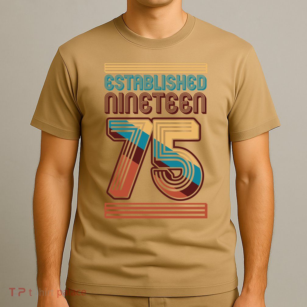 Retro Established Nineteen 75 1975 50th Birthday T-Shirt