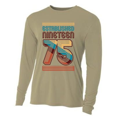 Retro Established Nineteen 75 1975 50th Birthday Cooling Performance Long Sleeve Crew