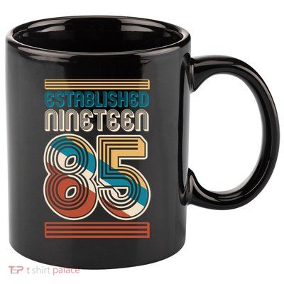 Retro Established Nineteen 85 1985 40th Birthday 11oz C Handle Ceramic Mug