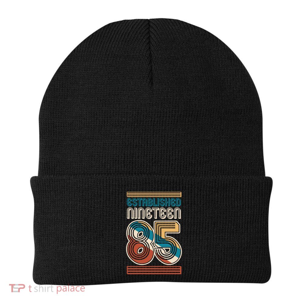 Retro Established Nineteen 85 1985 40th Birthday Beanie