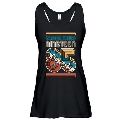 Retro Established Nineteen 85 1985 40th Birthday Ladies Essential Flowy Tank