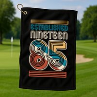 Retro Established Nineteen 85 1985 40th Birthday Golf Towel