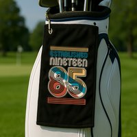 Retro Established Nineteen 85 1985 40th Birthday Golf Towel