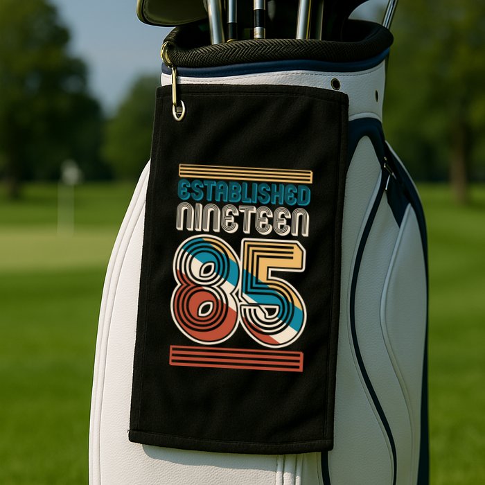 Retro Established Nineteen 85 1985 40th Birthday Golf Towel