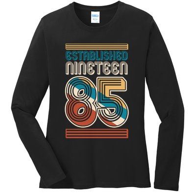 Retro Established Nineteen 85 1985 40th Birthday Ladies Long Sleeve Shirt
