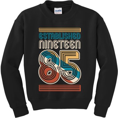 Retro Established Nineteen 85 1985 40th Birthday Kids Sweatshirt